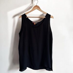 Harari Vintage 90s Sz XL Black 100% Silk Tank Top Shell Semi-Sheer Minimalist